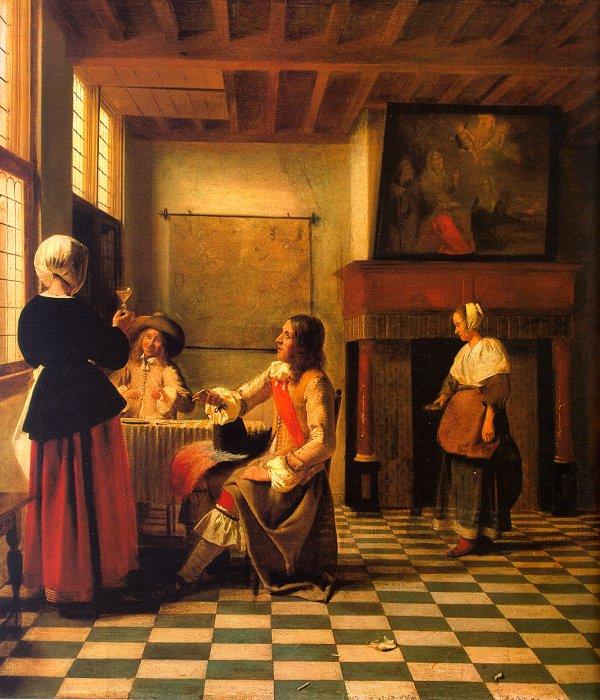 Pieter de Hooch Woman Drinking with Two Men and a Maidservant China oil painting art